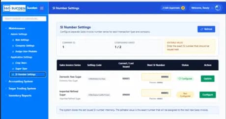 Sucden inventory and accounting system interface